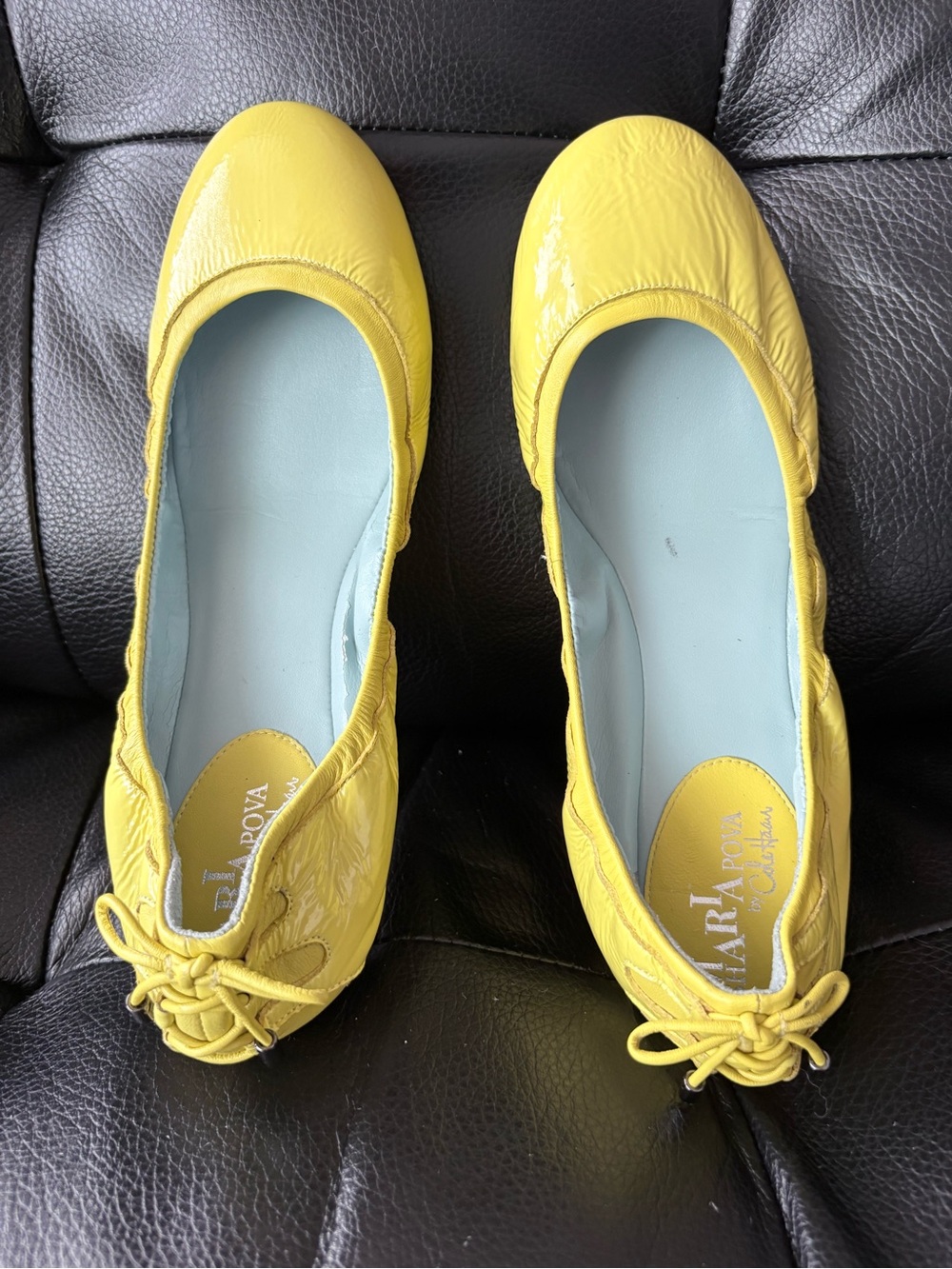 Maria Sharapova yellow  Patent Ballet Flats - Women's Casual Slip-Ons size 8B